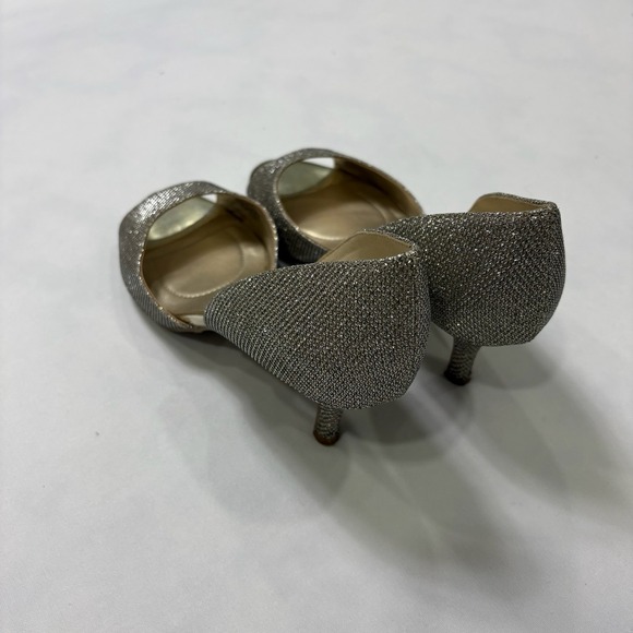 Bandolino Gold Sparkle Kitten Heel Pumps Peep Toe Women's 7.5 M Dress Shoes - Picture 9 of 14